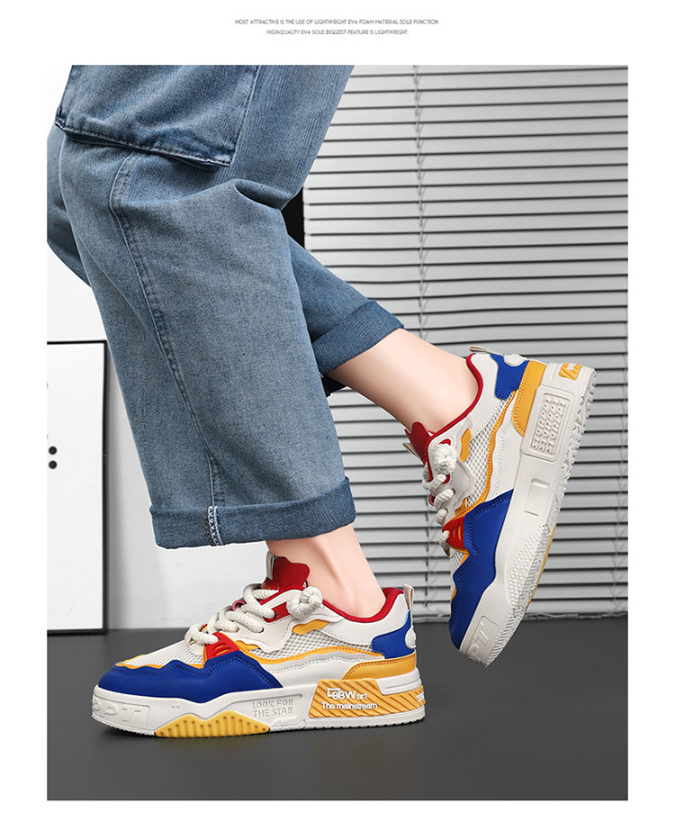 Men's Breathable Colorblock Lace-Up Casual Shoes detail 1
