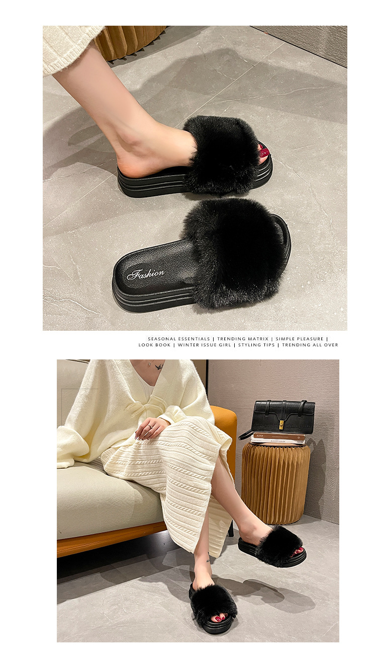 Pantofole da donna in morbido peluche con plateau e punta aperta detail 3