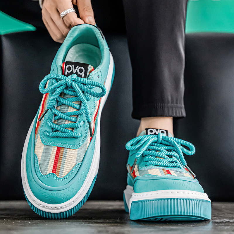 Herren Plateau-Sneaker zum Schnüren mit Streifen 5