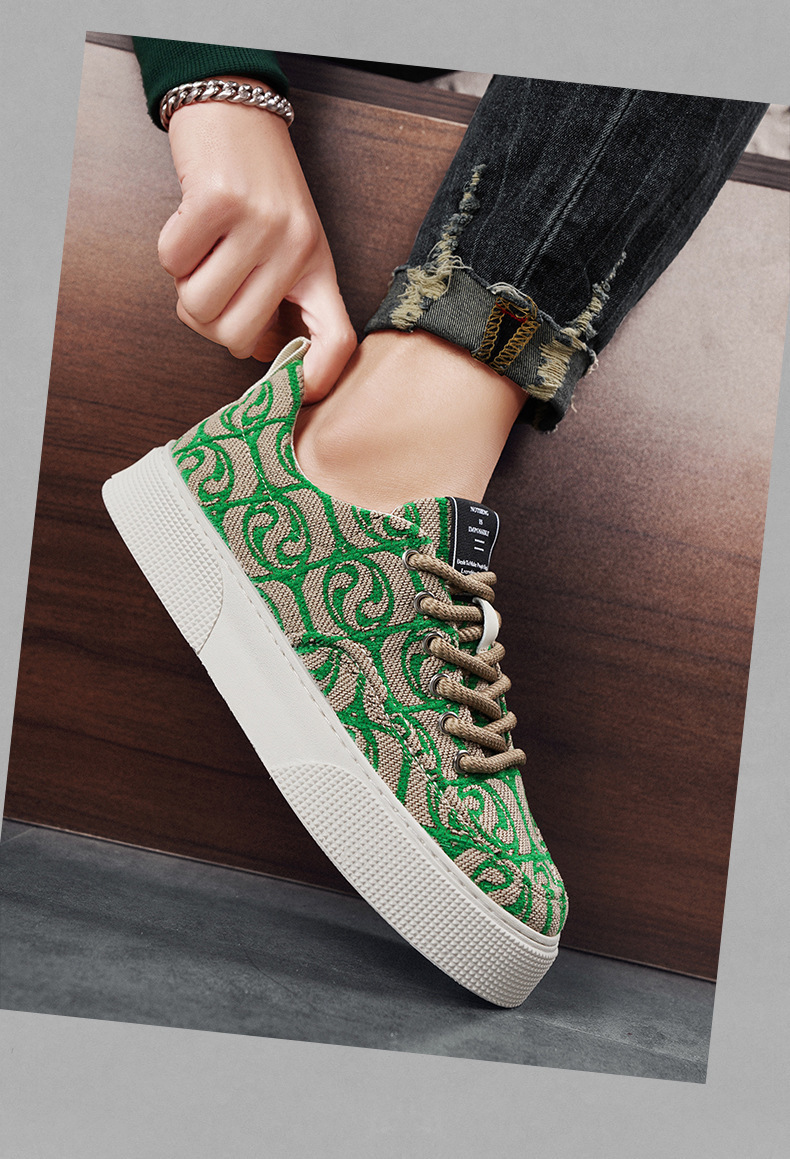 Men's Graphic Print Platform Lace-Up Casual Shoes detail 6