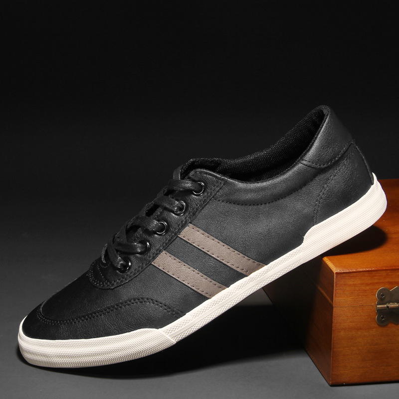 Men's PU Leather Striped Lace-Up Casual Shoes 5