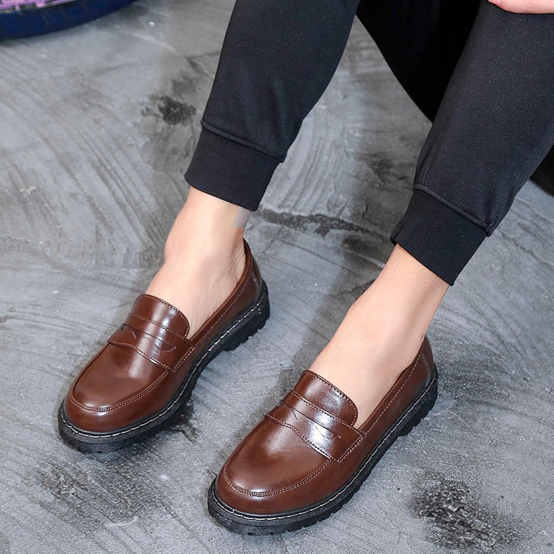 Unisex Vintage Slip-On PU Leather Casual Loafers detail 4