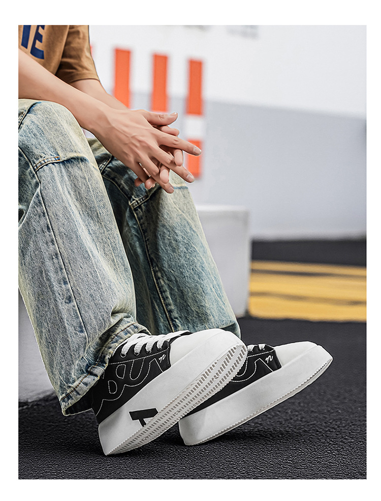 Chaussures casual à plateforme et lacets pour homme à semelle épaisse detail 4
