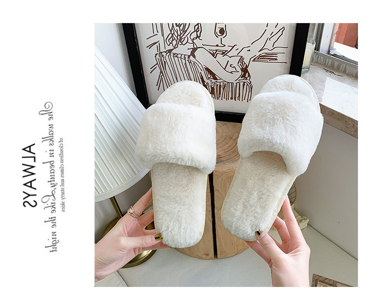 Chaussons douillets en peluche à bout ouvert pour femme detail 19