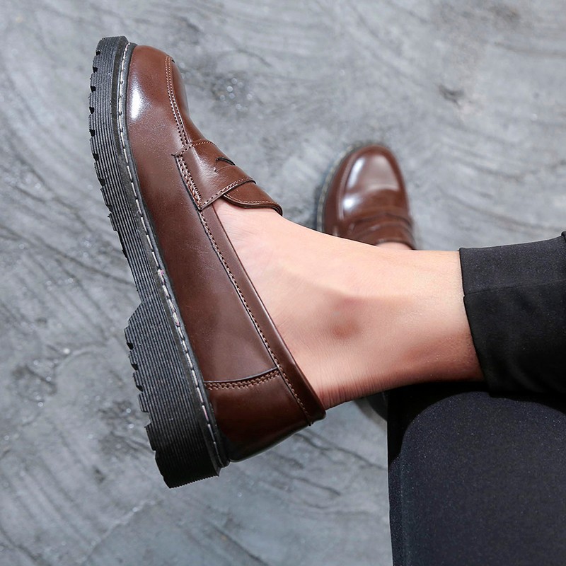 Unisex Vintage Slip-On PU Leather Casual Loafers detail 8