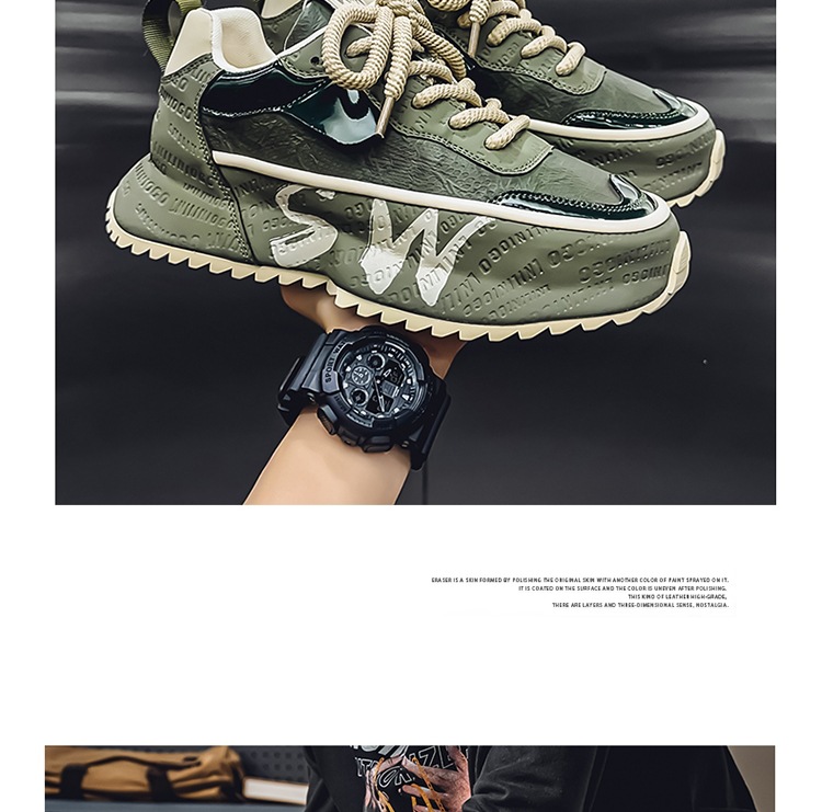 Scarpe casual da uomo con plateau stringate in pelle PU detail 16