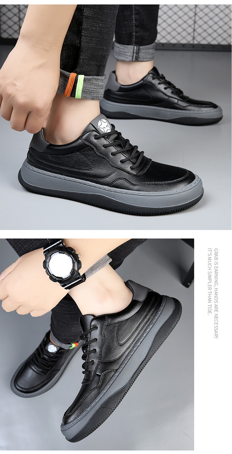 Rutschfeste Herren-Freizeitschuhe aus Leder zum Schnüren detail 2
