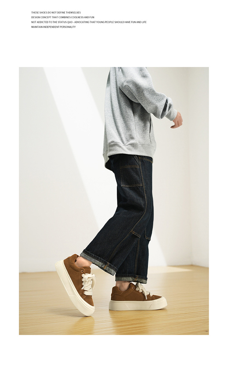 Unisex Plateau-Freizeitschuhe aus Wildleder mit Dämpfung und Schnürung detail 1