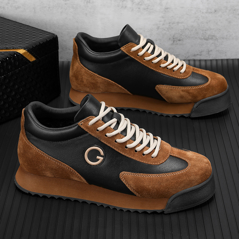 Herren Plateau-Sneaker aus Leder im Colorblock-Design detail 5