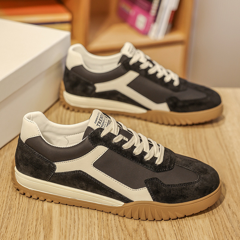 Baskets à lacets en cuir à blocs de couleurs pour homme 5
