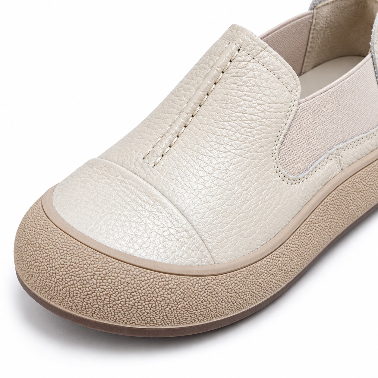 Women's Full-Grain Leather Wide Toe Box Slip-On Casual Shoes 7