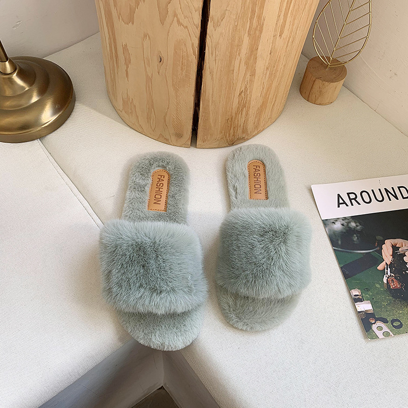 Pantofole da donna in peluche a punta aperta con suola morbida detail 20