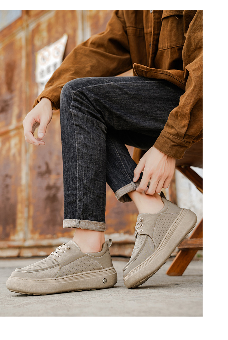 Gedämpfte Plateau-Freizeitschuhe für Herren mit Schnürung detail 5