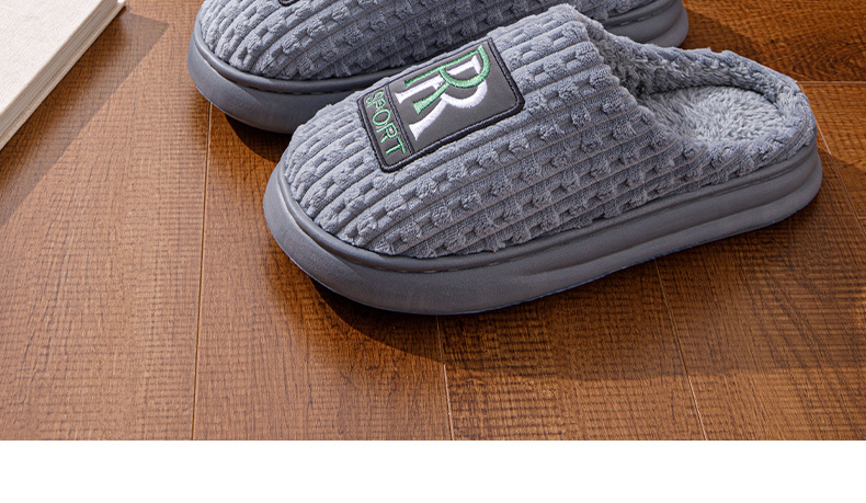 Unisex Warm Plush Lining Thick Sole Slip-On Slippers detail 4