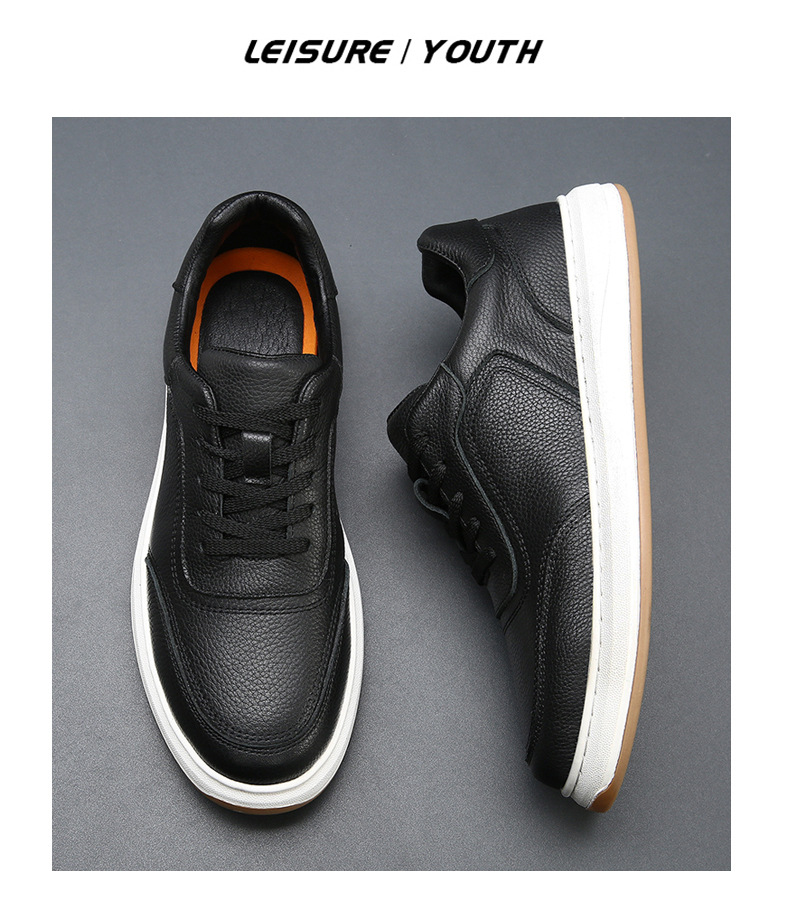 Schnürbare Plateau-Freizeitschuhe für Herren aus Leder detail 4