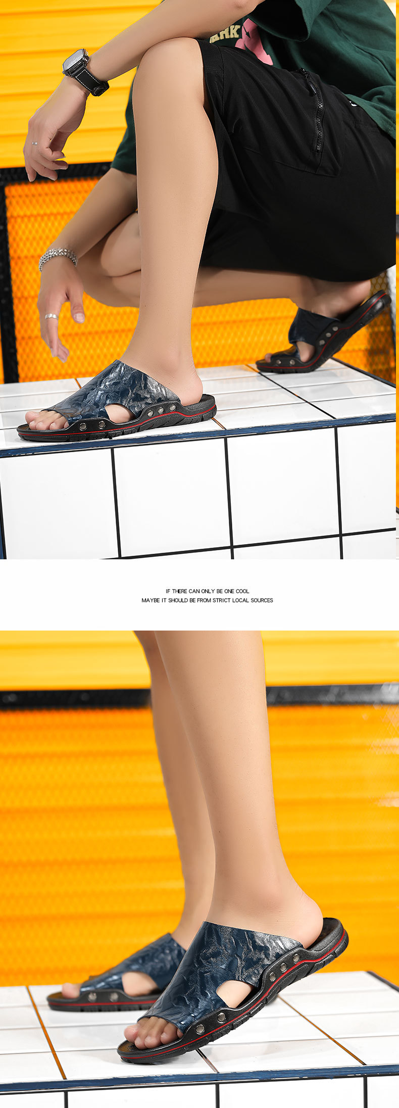 Men's Casual Non-Slip PU Leather Slide Slippers detail 13