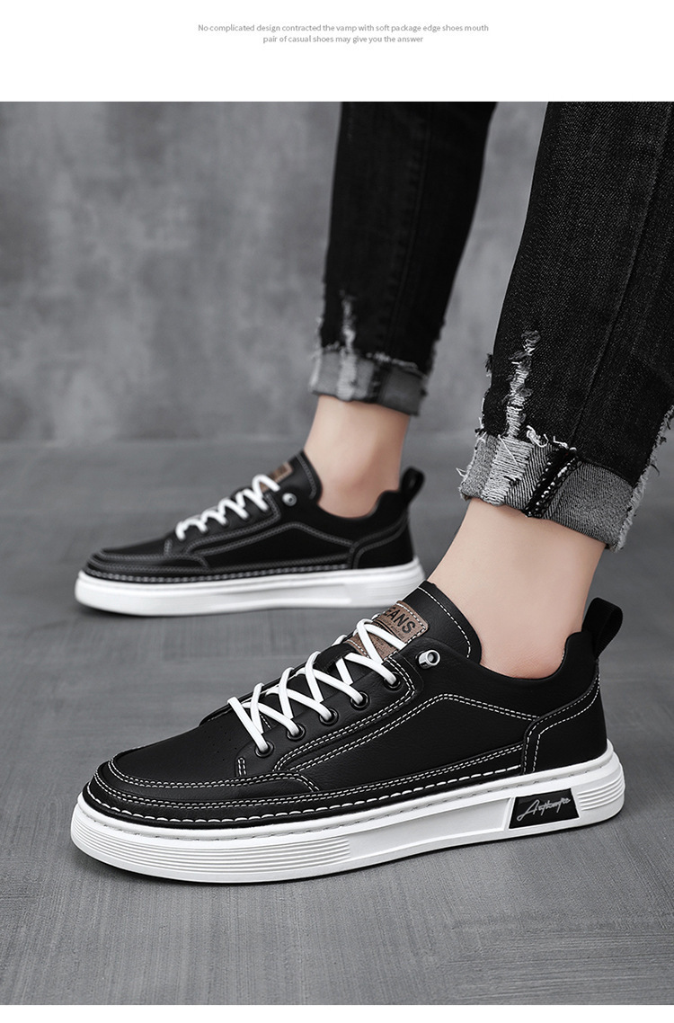 Herren Freizeitschuhe aus PU-Leder Rutschfeste Sneaker zum Schnüren detail 7