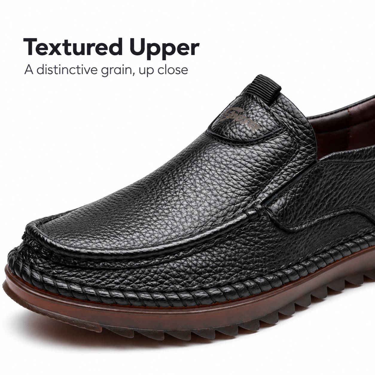 Men's Full-Grain Leather Moc-Toe Slip-On Casual Shoes detail 1