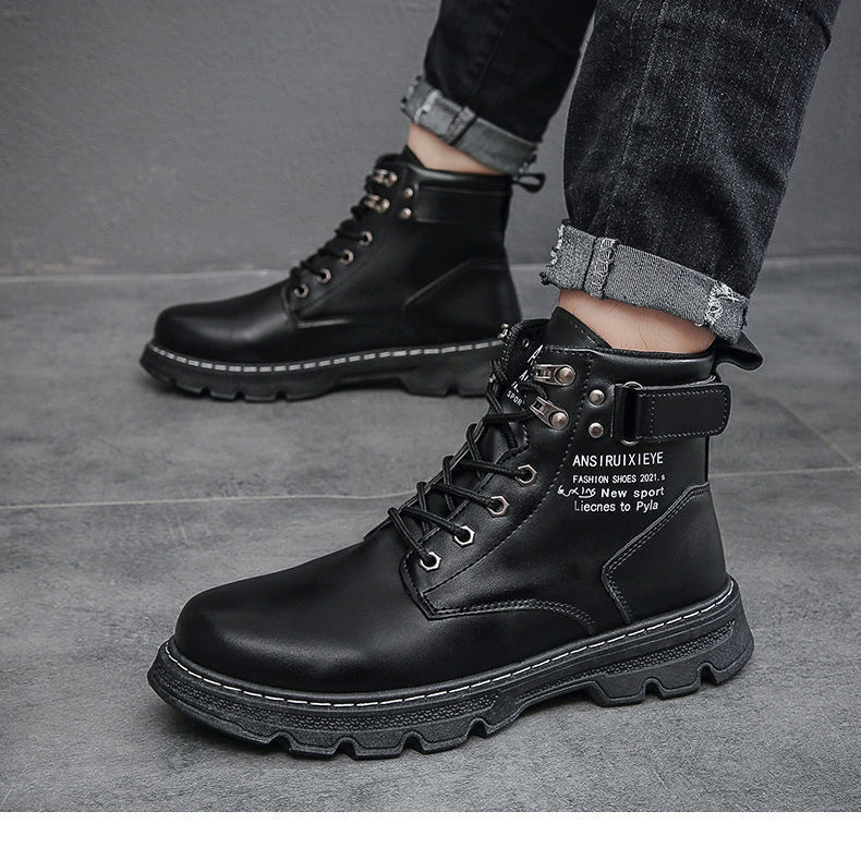 Botas de cuero con cordones antideslizantes estilo urbano hombre detail 6
