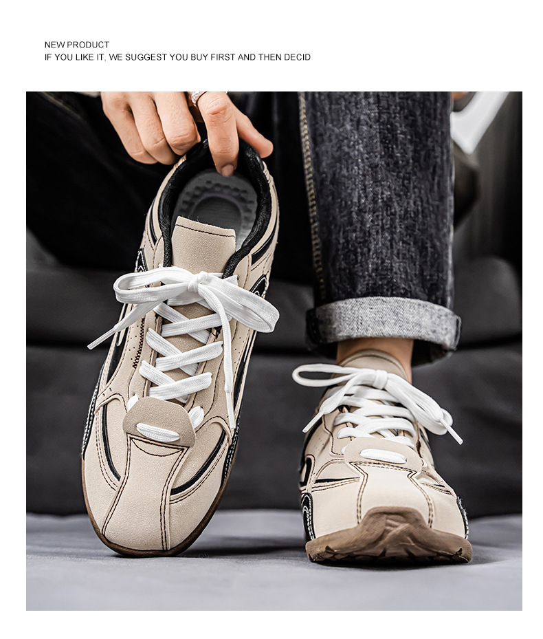 Zapatos casuales de hombre con cordones, transpirables y colorblock detail 7