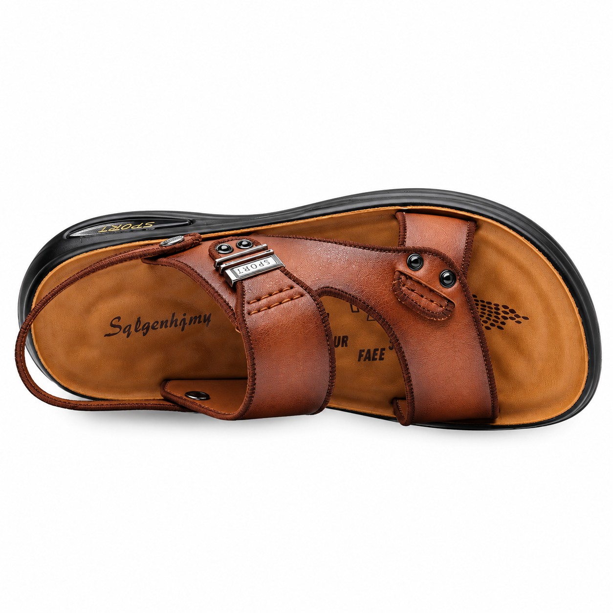 Men's Full-Grain Leather Cushioned Slingback Sandals 6