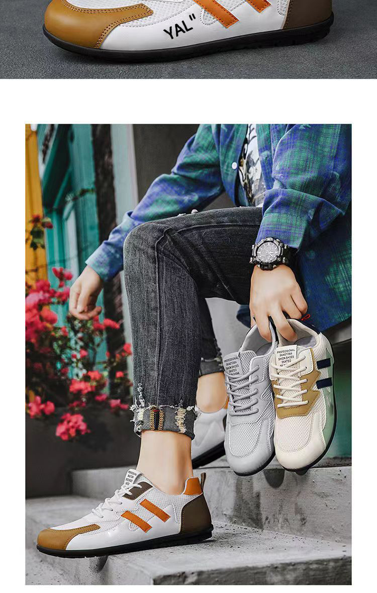 Atmungsaktive Freizeitschuhe für Herren mit Schnürung im Colorblock-Design detail 2