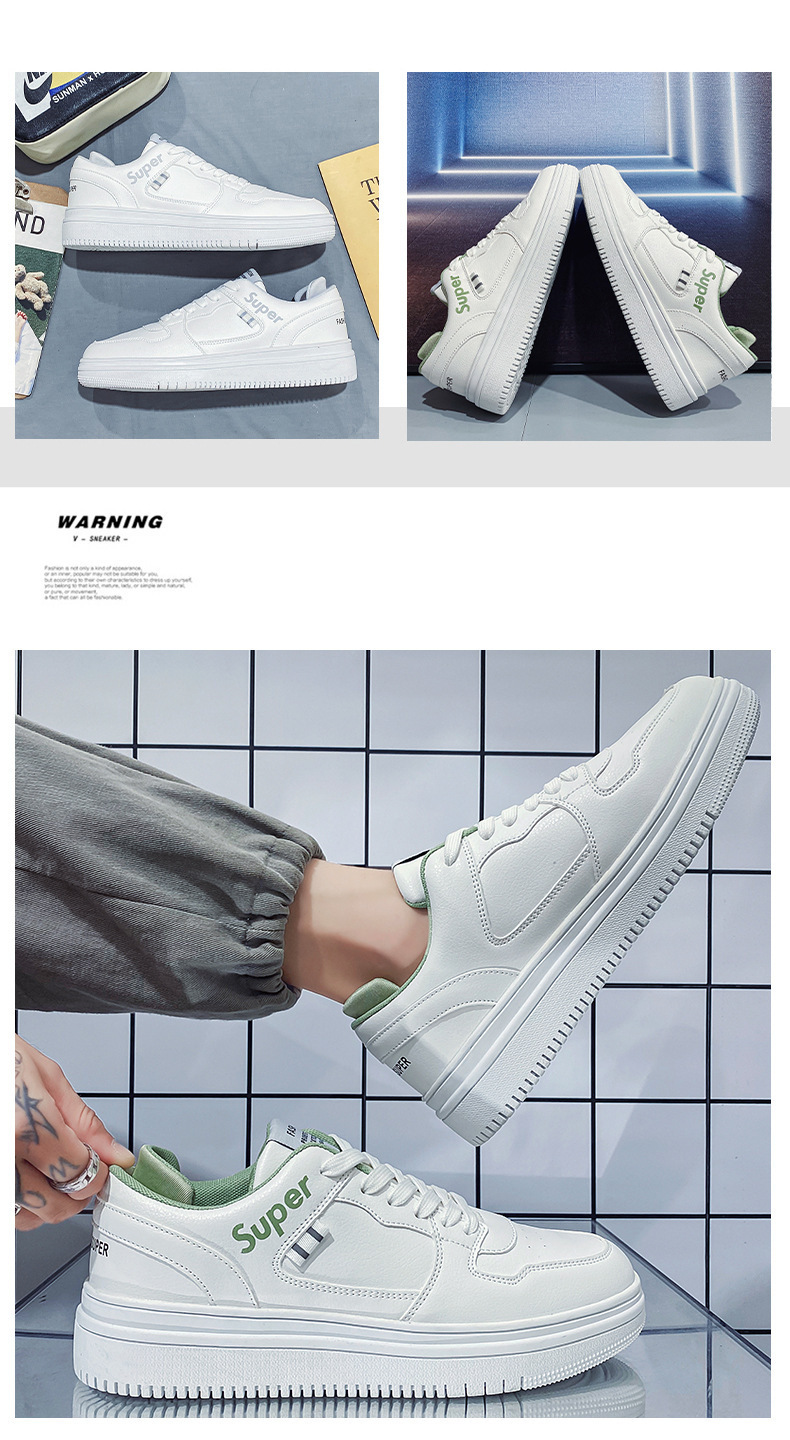 Lage vetersneakers voor heren van PU-leer detail 5