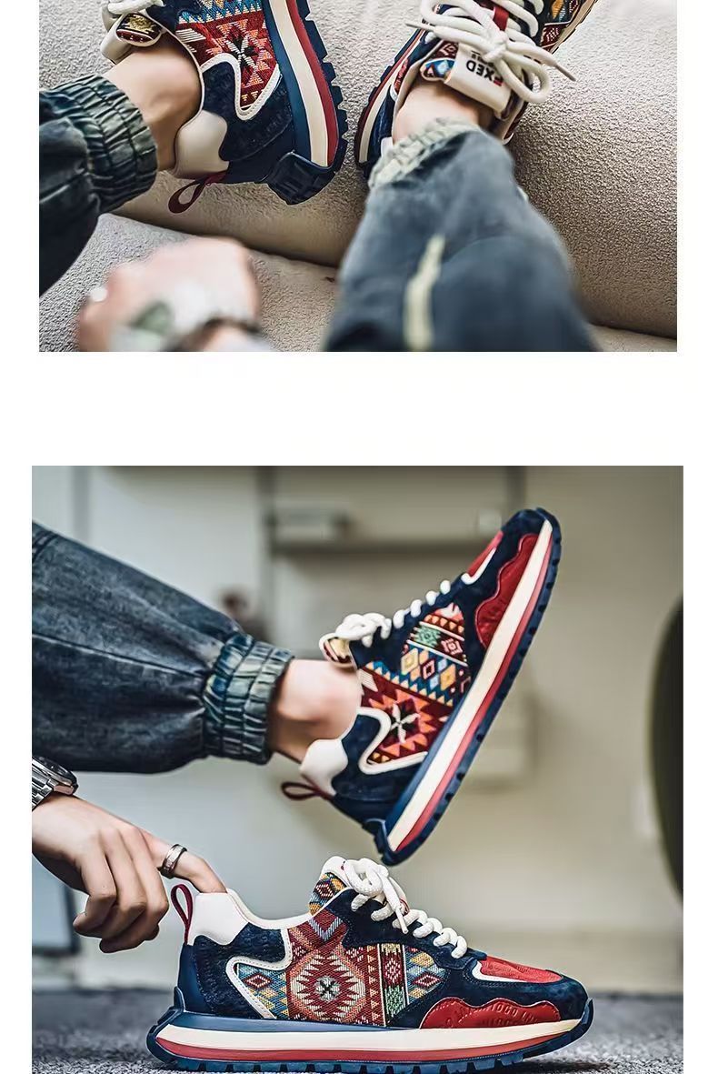 Casual herenschoenen met veters en etnisch patroon detail 13