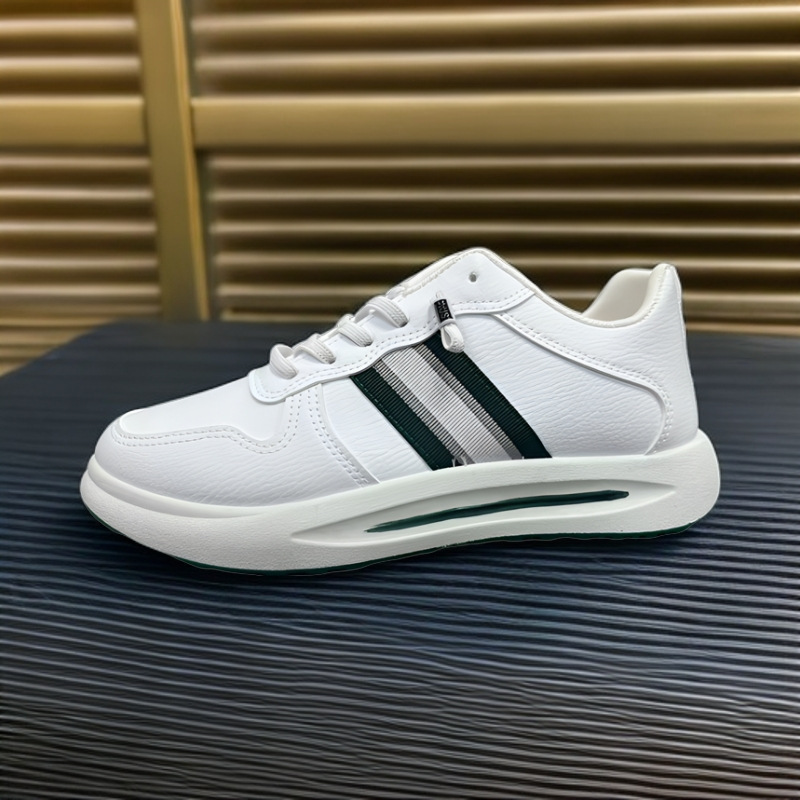 Men's Striped Lace-Up PU Leather Casual Sneakers detail 11