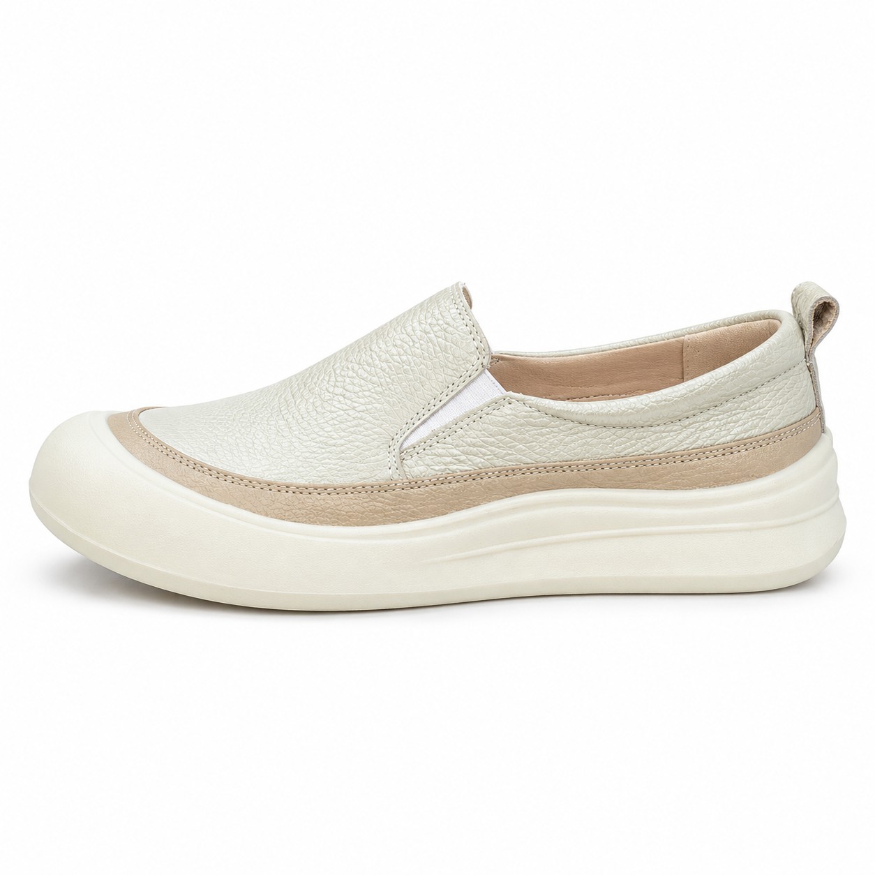 Women's Full-Grain Leather Platform Slip-On Casual Shoes