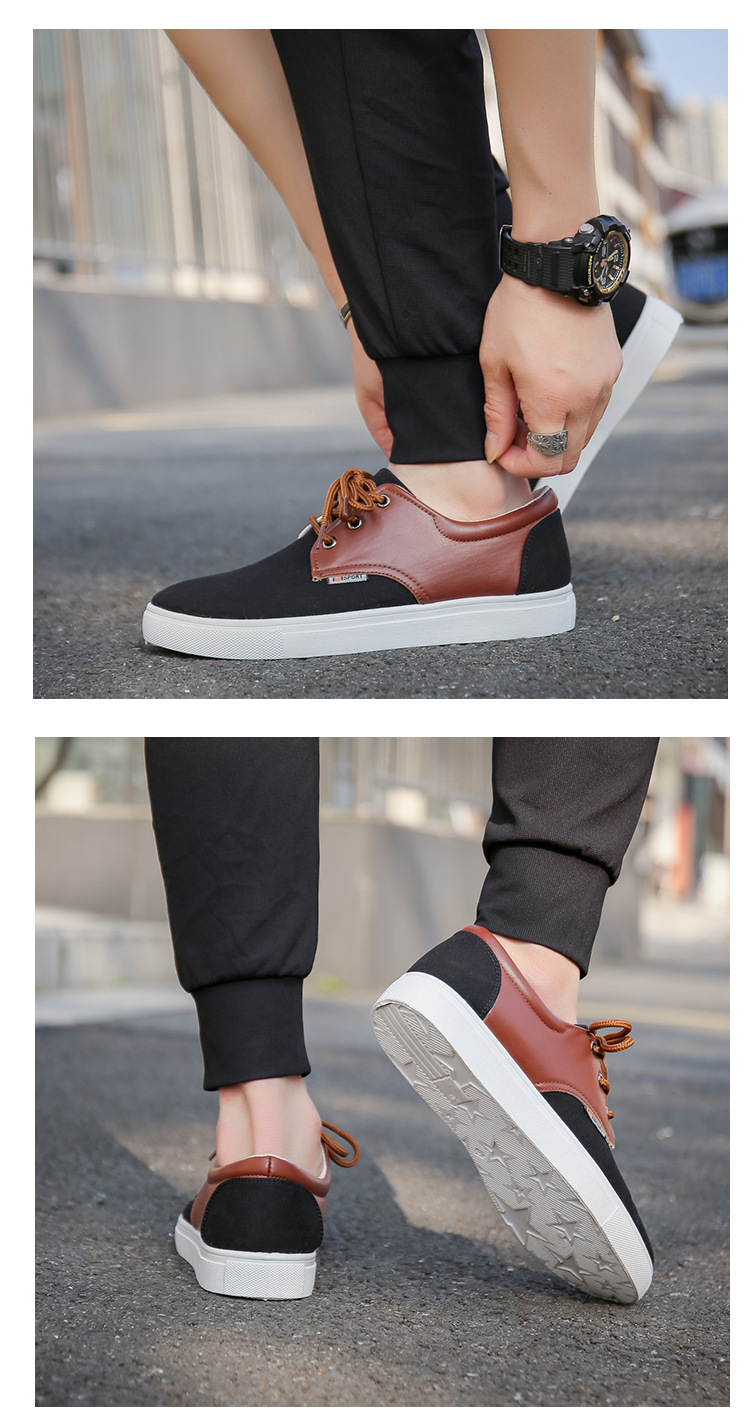 Men's Breathable Canvas Colorblock Casual Shoes detail 9