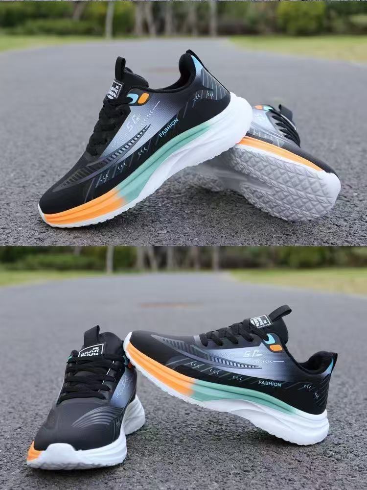 Men's Breathable Cushioned Lace-Up Running Shoes detail 3