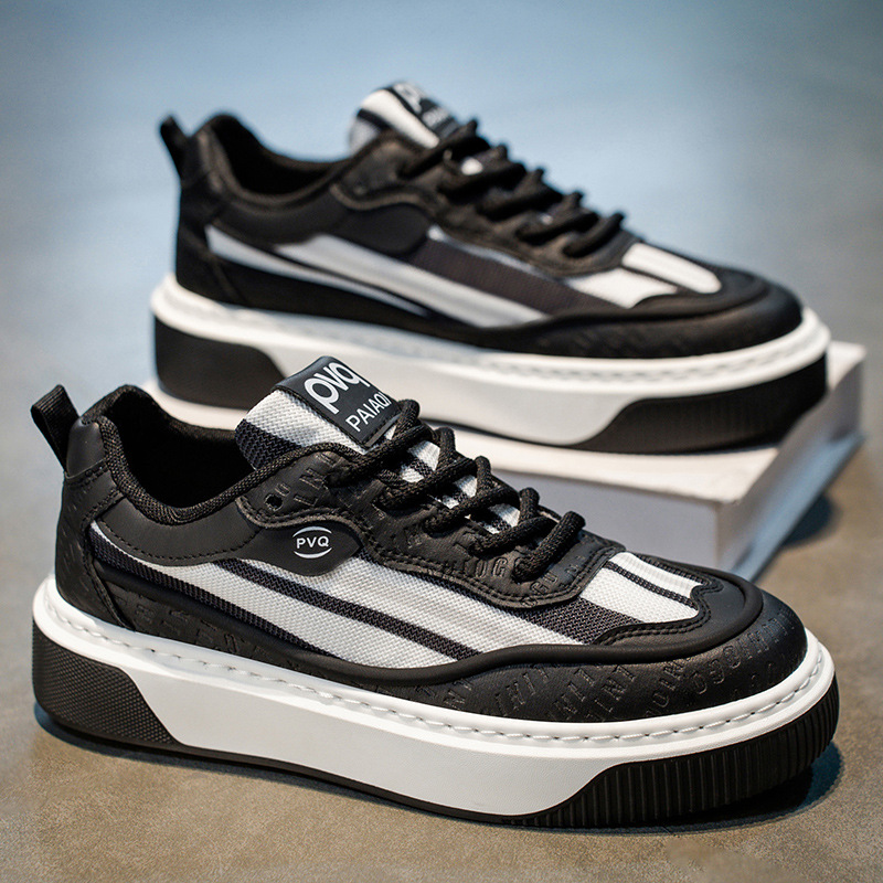 Men's Colorblock Cushioned Lace-Up Platform Casual Shoes 3