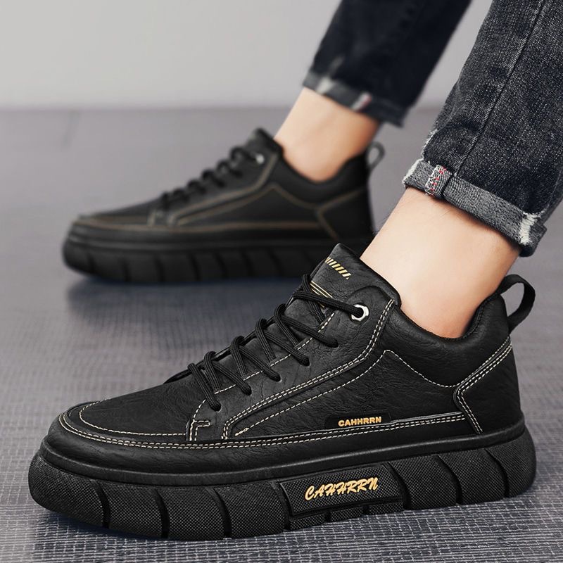Herren Plateau-Freizeitschuhe aus PU-Leder zum Schnüren 4