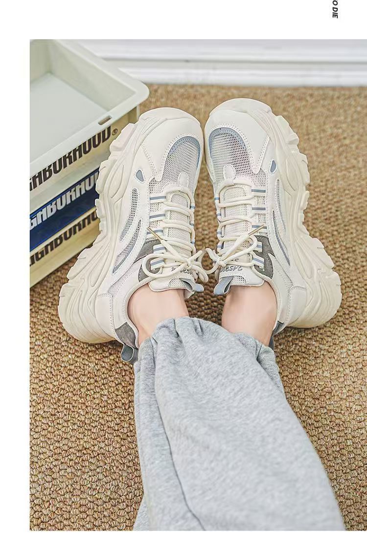 Ademende platform sneakers voor heren met colourblock detail 12
