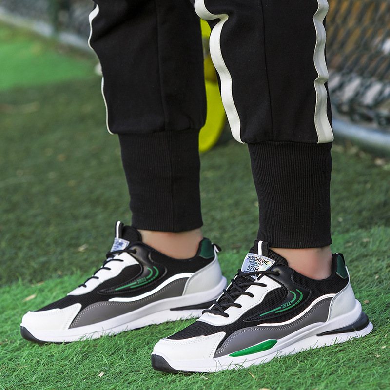 Men's Breathable Colorblock Lace-Up Running Shoes detail 3