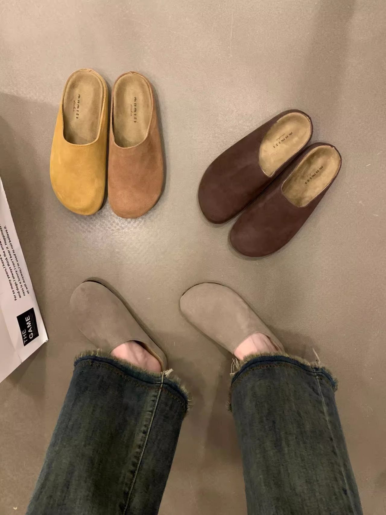 Pantuflas destalonadas cómodas de ante para mujer detail 8