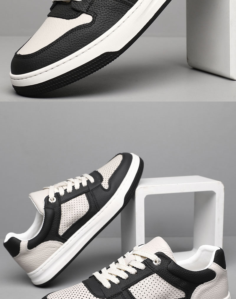 Men's Leather Colorblock Lace-Up Casual Shoes detail 1