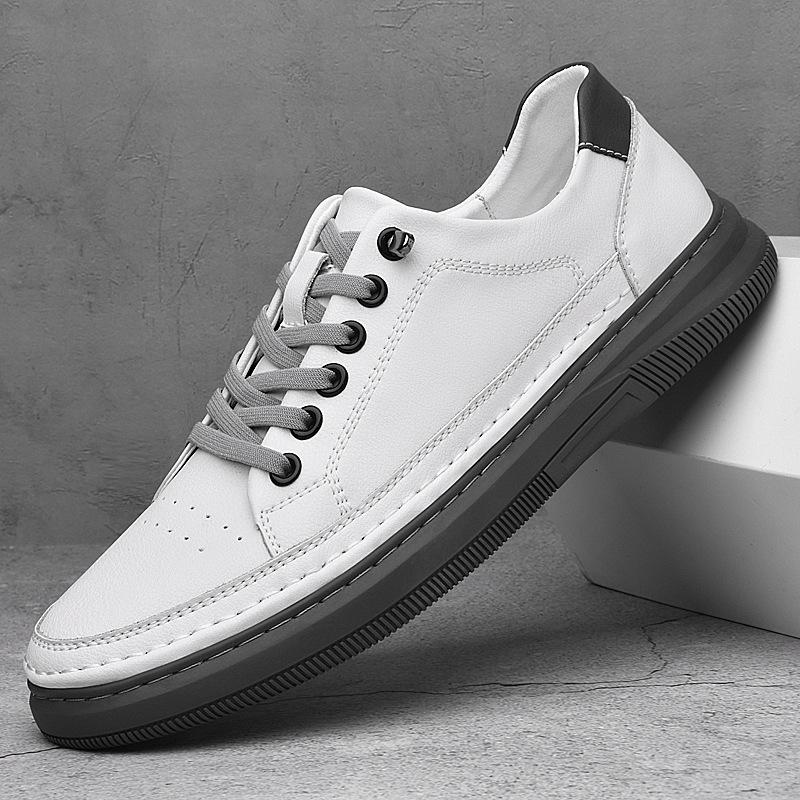 Men's Leather Breathable Lace-Up Casual Shoes