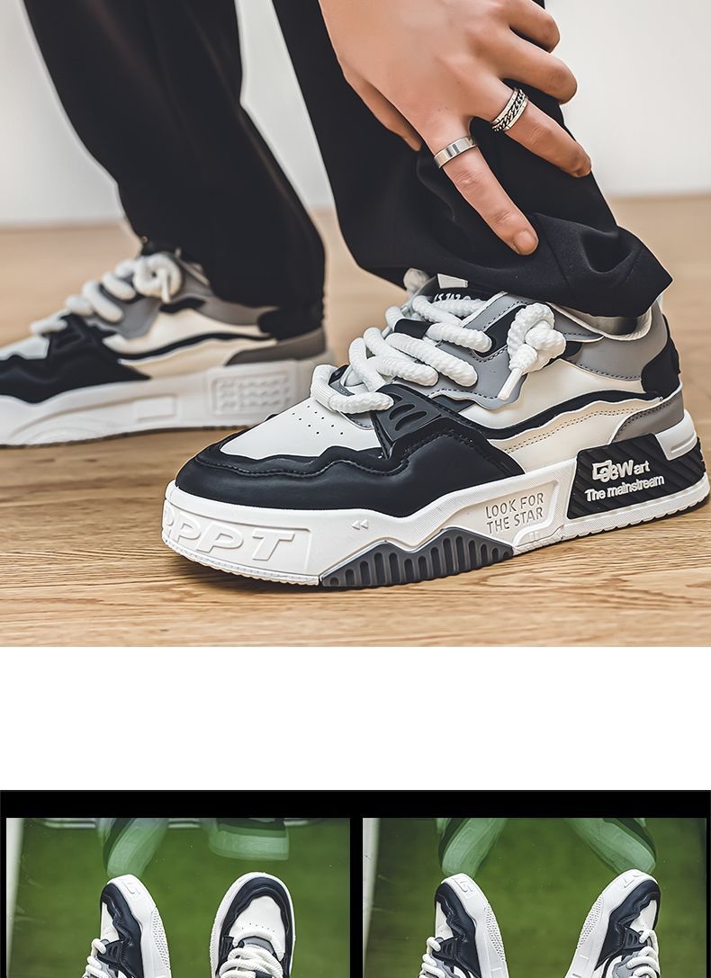 Men's Chunky Platform Colorblock Lace-Up Casual Shoes detail 9
