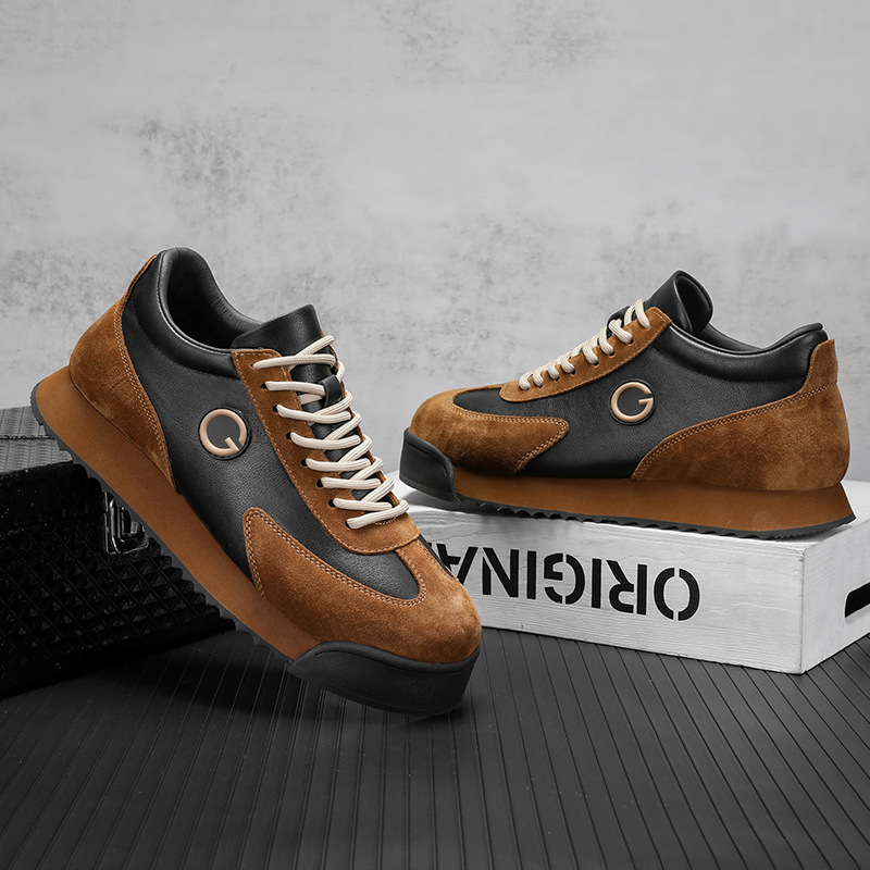 Herren Plateau-Sneaker aus Leder im Colorblock-Design detail 7