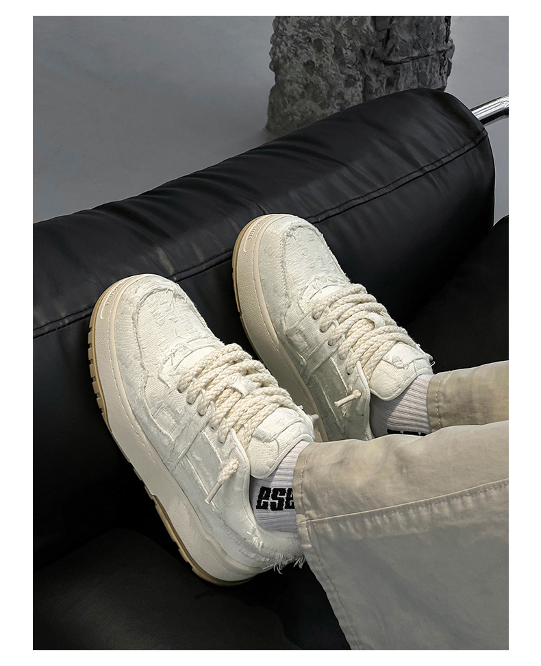 Unisex Plateau-Freizeitschuhe im Distressed-Look mit Schnürung detail 5
