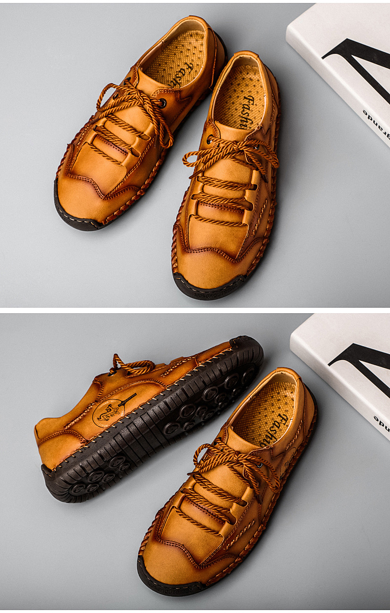 Klassische rutschfeste Herren-Freizeitschuhe mit Schnürung detail 1