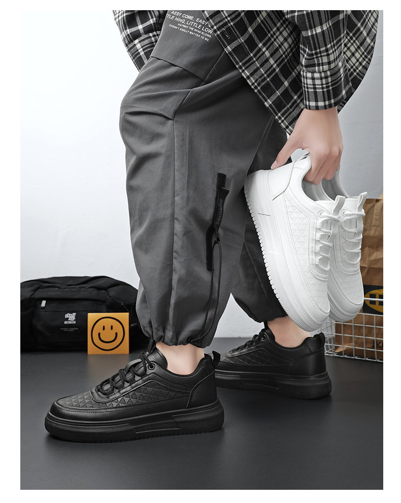 Men's Platform Lace-Up PU Leather Casual Shoes detail 5