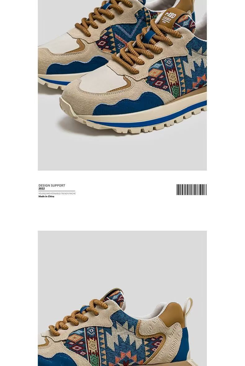 Casual herenschoenen met veters en etnisch patroon detail 3