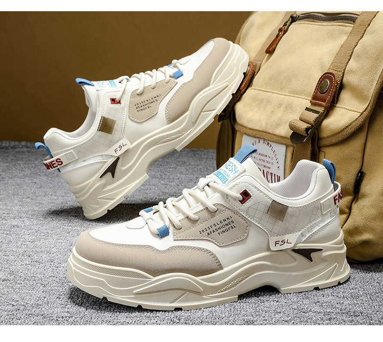 Scarpe casual da uomo stringate con plateau spesso e motivo colorblock detail 8