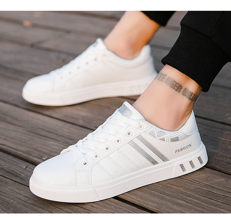 Chaussures casual à lacets à rayures en cuir PU pour hommes detail 13