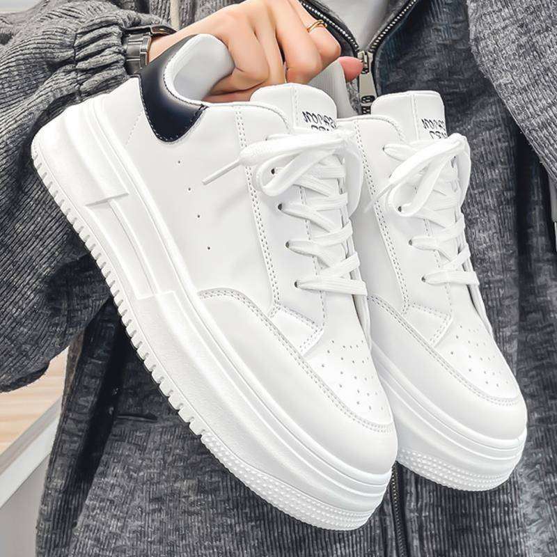 Schnür-Plateau-Sneaker für Herren aus PU-Leder | Freizeitschuhe