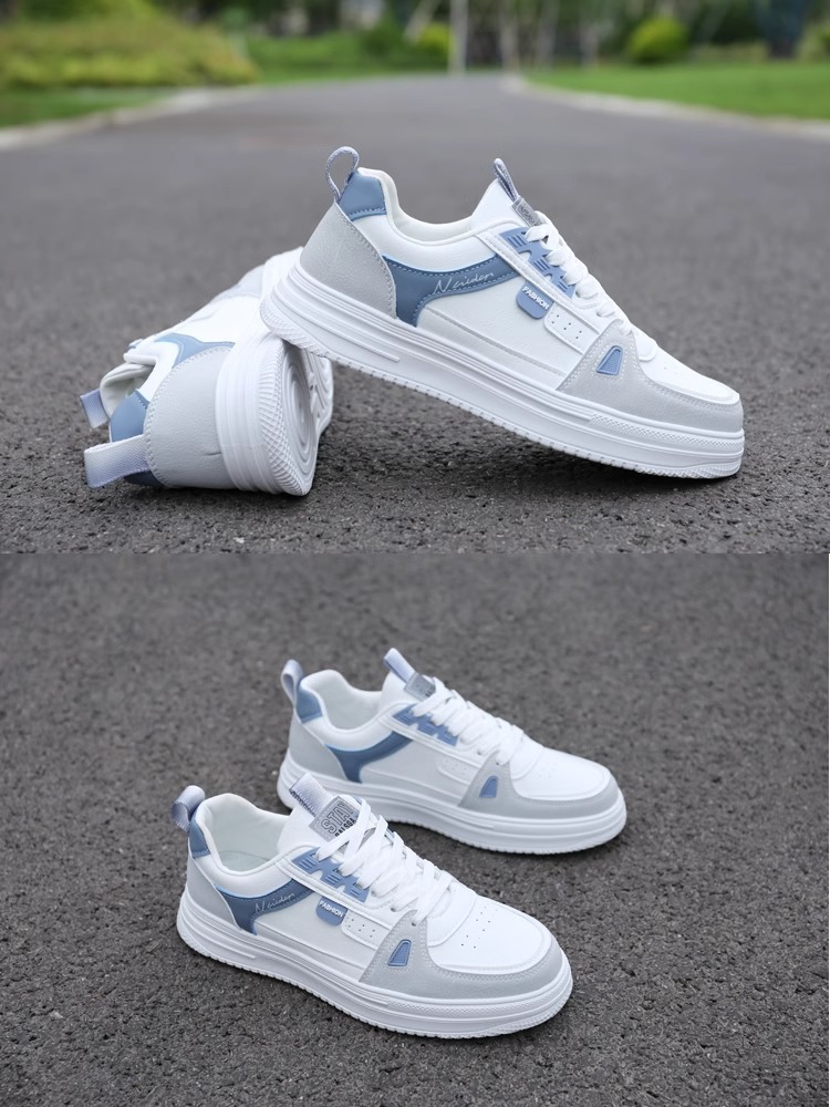 Sneakers casual da uomo stringate in pelle PU stile color-block detail 7