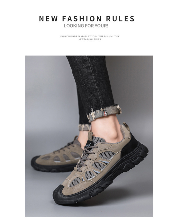 Atmungsaktive Herren-Freizeitschuhe mit Mesh und Schnürung für draußen detail 2